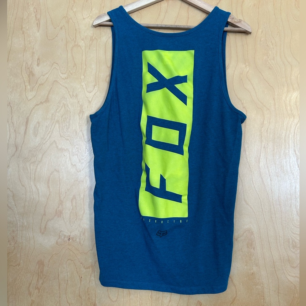 Fox Men's Teal Tank Top with Yellow Logo - Picture 2 of 3
